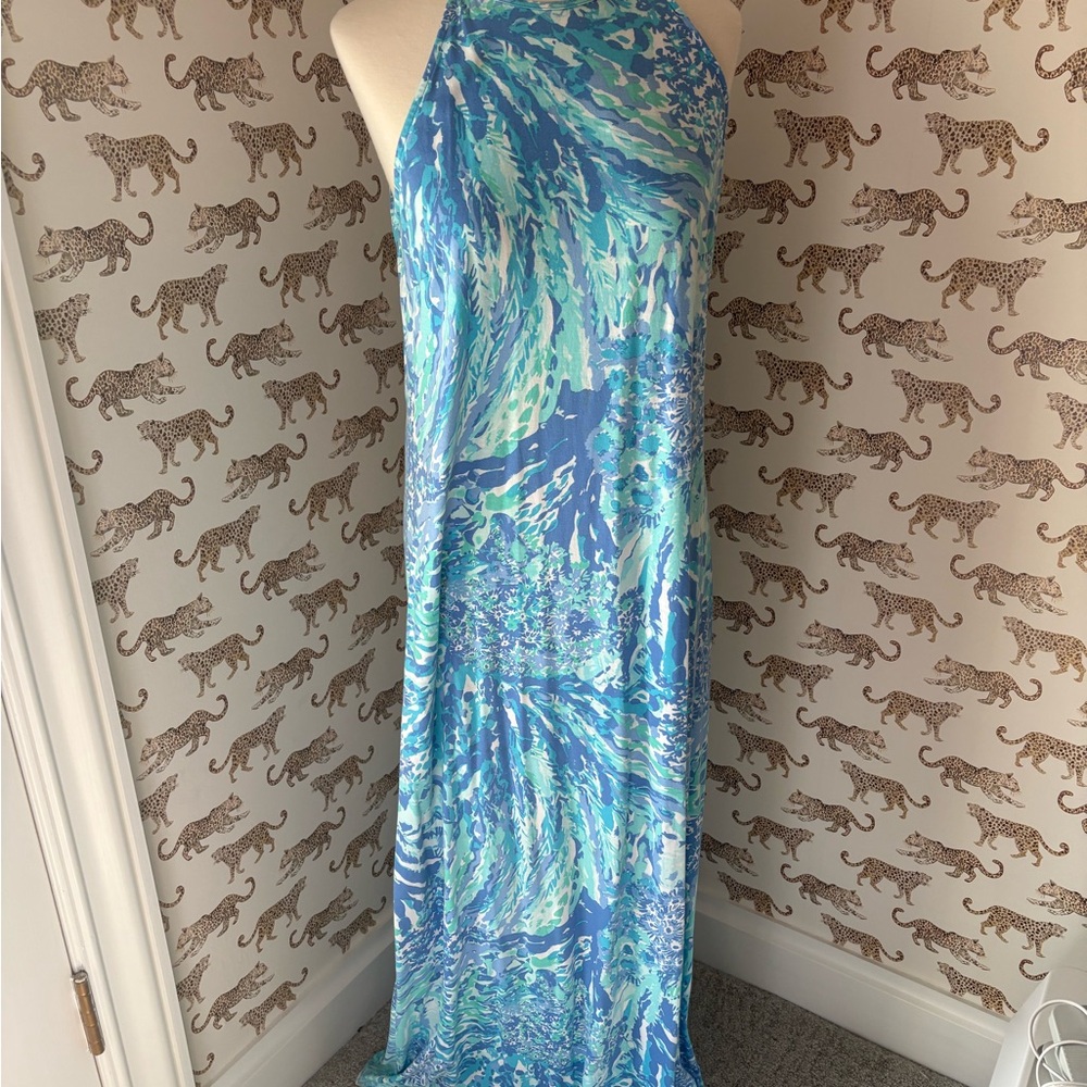 Lilly Pulitzer Oceanic Blue and Green Maxi Dress